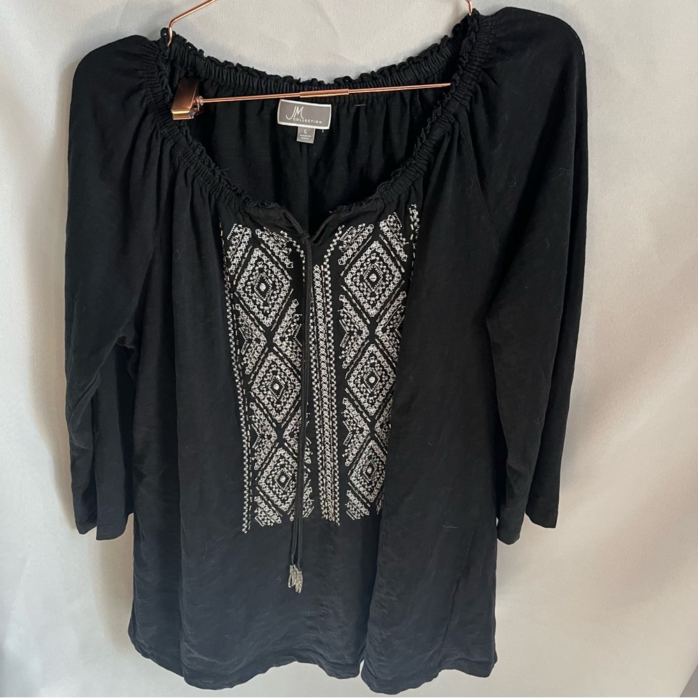 Black silver accent blouse